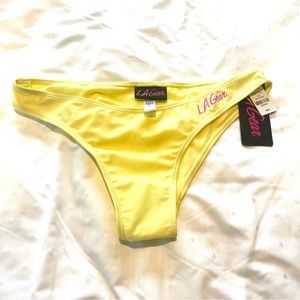 NWT LA Gear yellow cheeky rouched Bikini Bottom Size M